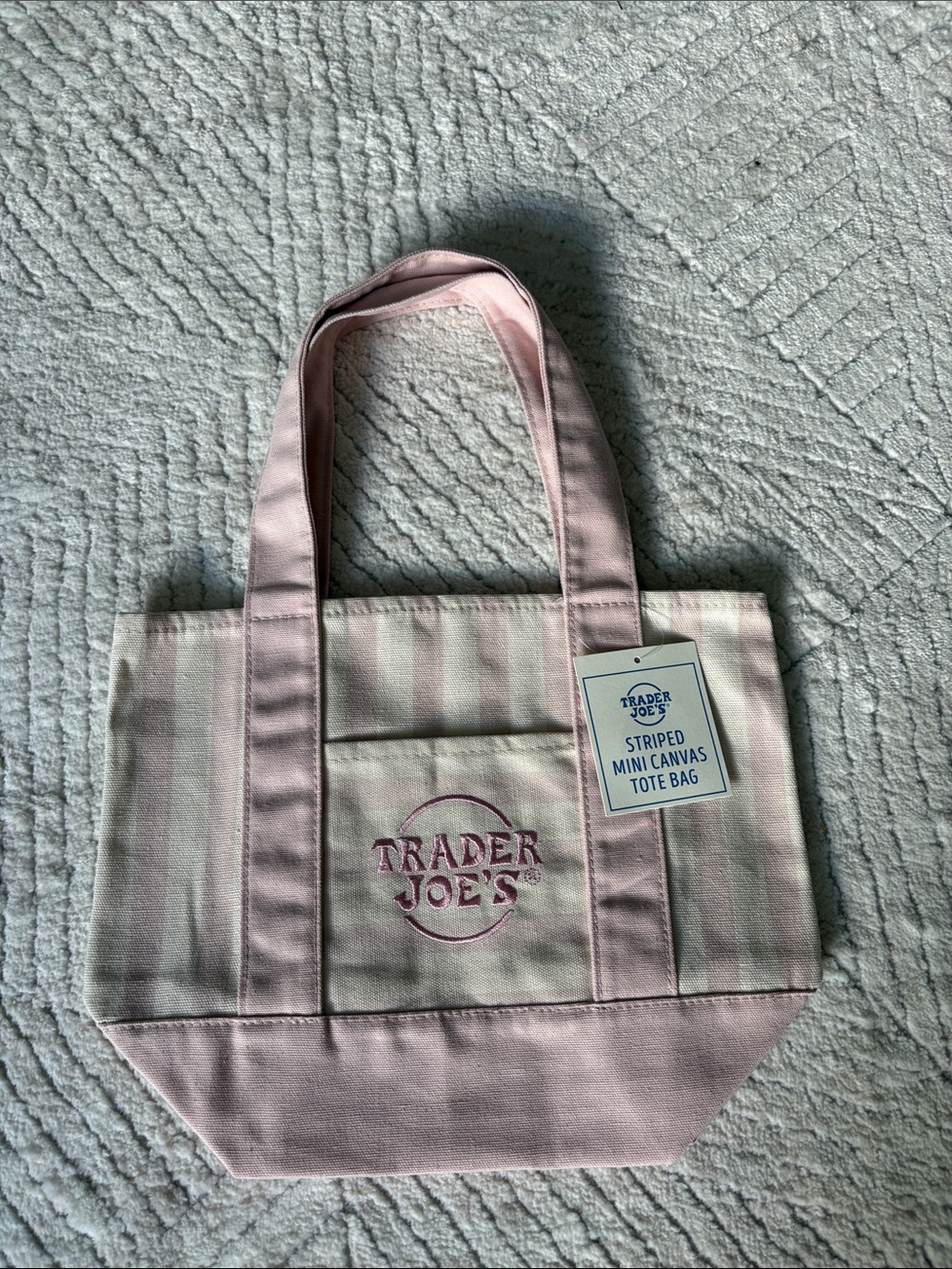 Limited Edition Trader Joe's Pink Striped Mini Canvas Tote